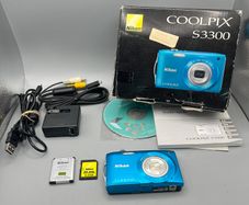Nikon Coolpix S3300 16.0MP Compact Digital Camera Blue Tested Full Kit - Boxed