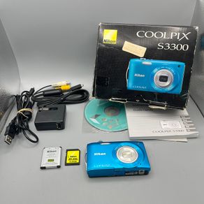 Nikon Coolpix S3300 16.0MP Compact Digital Camera Blue Tested Full Kit - Boxed