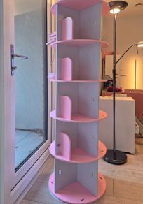 Kids 360 Rotating Bookshelf - Pink and White