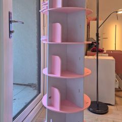 Kids 360 Rotating Bookshelf - Pink and White