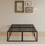 King Size Bed Frame 150x200 cm with Sturdy Slats Support, Black 46 cm High Heavy Duty Metal King Bed Frame, Large Underbed Storage, Noise Free, Easy Assembly Image 8