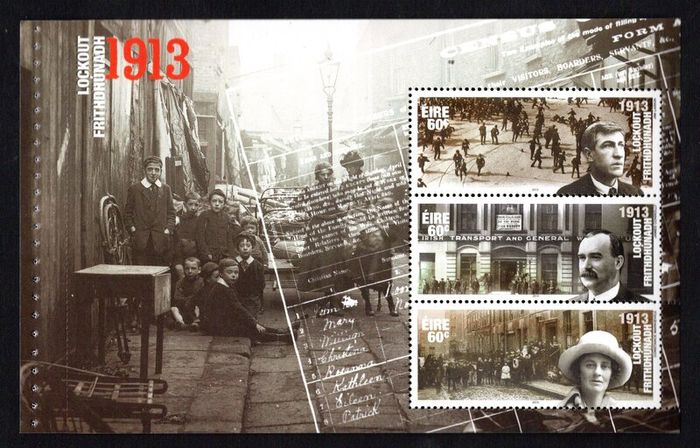 2013 Ireland Centenary of the General Lockout Commemorative Stamp Booklet Mint Never Hinged (MNH). Photos of contents shown.