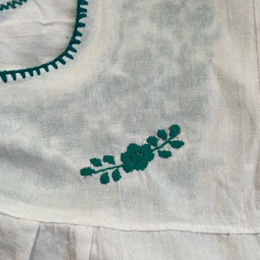 Mexican floral green embroidered blouse