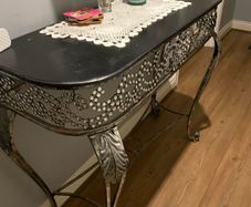Gorgeous metal hall table with crystals.