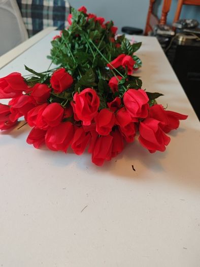 red rose long stem fake flowers bundle
