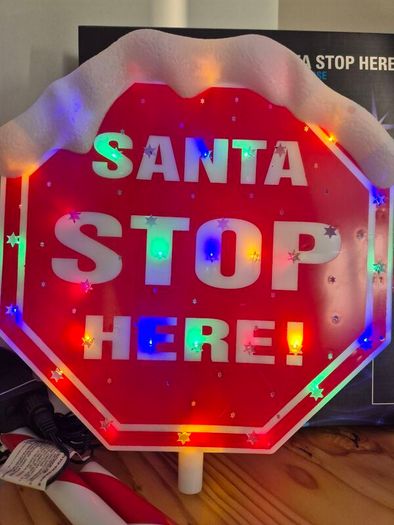 Festive 100cm Santa Stop Here Stake