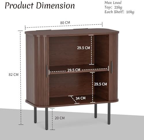 Buffet Storage Cabinet for Living Room, Kitchen Cupboard with Tambour Sliding Door, Storage Unit for Modern Home Dinning Room,Walnut