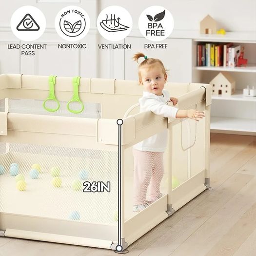 Baby Playpen for Babies and Toddlers, 47x47inch Small Play Pen for Indoors, Toddler Playpen for Apartment, Play Yard, Baby Activity Play Fence, 120x120cm Twins Playard