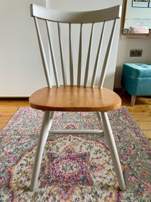 Solid oak spindle curved chair