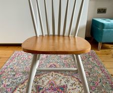 Solid oak spindle curved chair