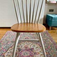 Solid oak spindle curved chair