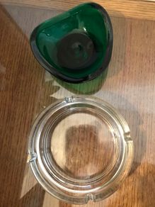 Whitefriars Green Glass Dish and Clear Glass Dish