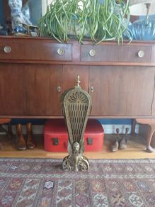 Vintage Brass Peacock Fan folding firescreen