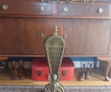 Vintage Brass Peacock Fan folding firescreen