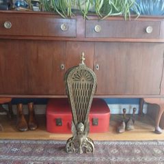 Vintage Brass Peacock Fan folding firescreen