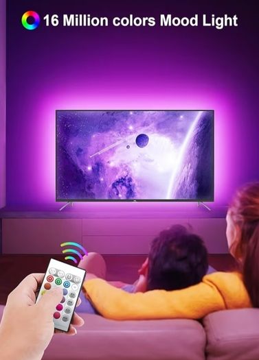 5M TV Backlight, for 45-75 Inch TV, Music Sync LED TV Light with Bluetooth Function - RGB Color Changing Light Strip for Home Theater 16.4ft