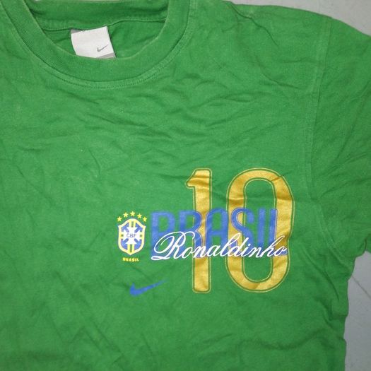 Brazil (XLB) 2006 Ronaldinho Tee Shirt Tshirt Jersey Vintage Retro Nike Jersey Brasil Soccer Football Retro Oldschool Youths CHilds Chilrdrens Girls Ladies Womans