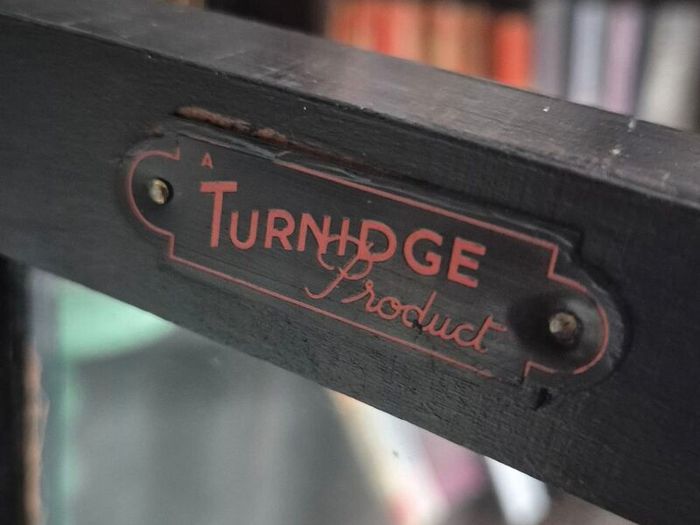 Vintage  Turnige Chinoiserie locking ebonised handpainted cabinet 3 tiers