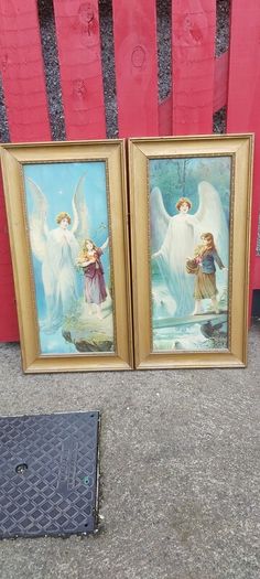 Vintage The Guardian Angel Framed Pictures