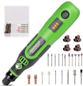Rotary Tool Cordless, Ginour Rotary Tool 3.7V, Cordless Multitool with 32PCS Accessories, Speed 5000-15000rpm, USB Charging, Suitable for Small DLY Work Polishing, Engraving, Cleaning, Drilling