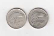 Ireland, 2 x Florins,1928,&amp;1935, 2/-, Saorstat Eireann, 75% Silver Coins, coins seem to be cleaned (No: 468)