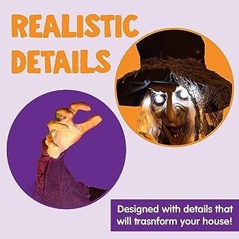 182.9 cm Hanging Animated Talking Witch Decoration (Blue) with Luminous Eyes and Sound Activation Function for Halloween Haunted House Props Decor, Halloween Hanging Decorations, Outdoor Indoor