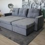 Grey velvet Corner Sofa Bed Storage Free Delivery Image 4
