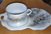 Vintage Japanese eggshell porcelain teacup with saucer