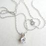Vintage Sterling Silver 925 Cubic Zirconia Pendant Necklace - length 18" - 2,3g Image 9