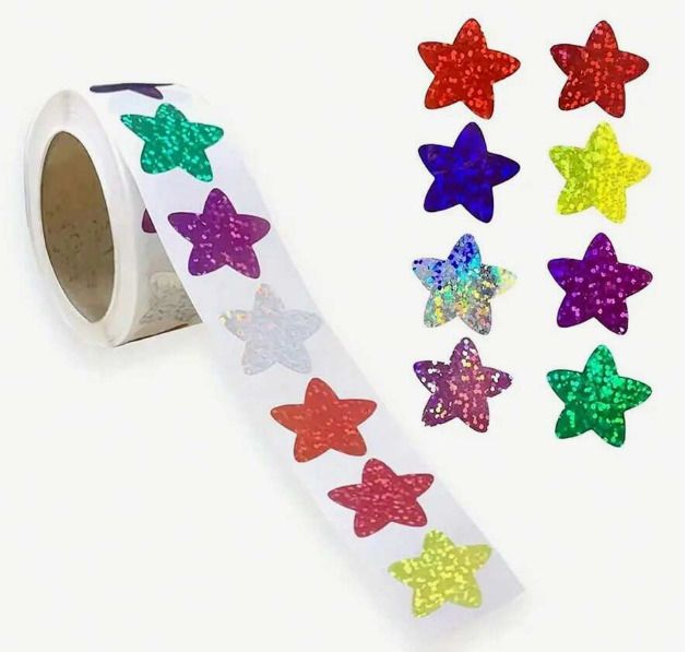 Multi-coloured Star Stickers - Rolls of 50 stickers