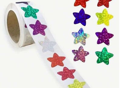Multi-coloured Star Stickers - Rolls of 50 stickers