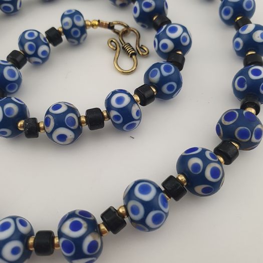 Antique Venetian Style Thousand Eyes Glass Beaded Necklace