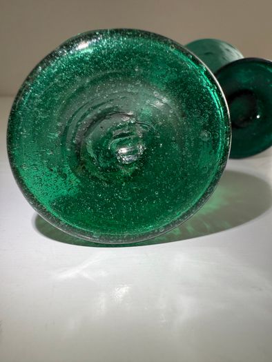 Vintage 1960s Emerald Green Controlled Bubble Glass - Cordial Glasses (Set of 3)