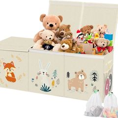 Toy Box Storage with Lid, Kids' Toy Chests & Boxes, Foldable Soft Toys Storage Organiser 99x34x39cm Extra Large Toy Bins Nursery Playroom Bedroom (Beige)
