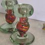 Set Of 2 Old Cut Glass Colored Candle Holders. Image 8