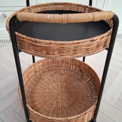 IKEA LUBBAN Trolley table with storage / rattan