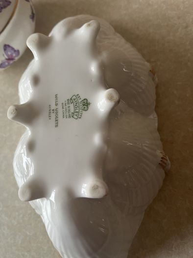 Aynsley Wild Violet Shell shaped Dish & Trinket Box