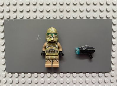 lego Star Wars sw0519 Clone Trooper, 41st Elite Corps (Phase 2) minifigure- Kashyyyk Camouflage, Scowl