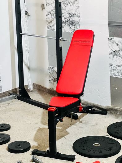 130 Kg Olympic Barbell Set Power Rack With Dip Attachments Bench Dumbbells
