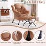 Armchair with Footstool, Lazy Chair with Ottoman Leisure Accent Chair Relax Lounge Chair with Armrests & Side Pocket for Living Room, Bedroom & Small Spaces Armchair, Plush Brown Image 7