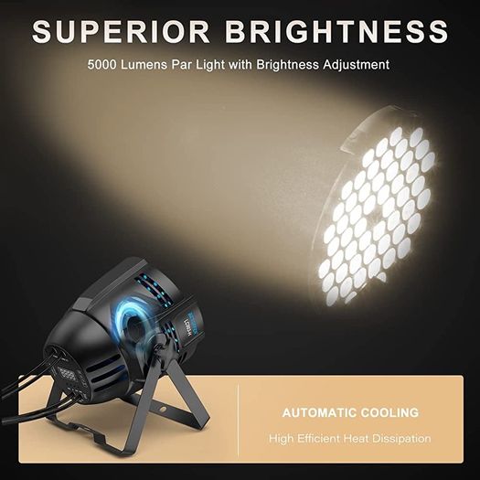 Stage Lights 54 2W LED Par Light Warm/Cold White RA>90 Supports DMX512 and Master-Slave Super Bright Strobe Light for Theater, Photography, Party, Show, Church Event, Wedding (FREE SHIPPINGS)