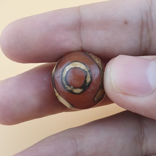 Vintage Etched Carnelian Agate Beads Tribal Gemstone Lot of 3