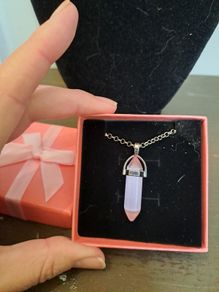 Rose Quartz Point Necklace Gift Boxed