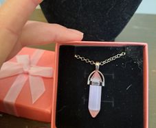 Rose Quartz Point Necklace Gift Boxed