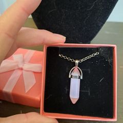 Rose Quartz Point Necklace Gift Boxed