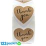 Roll of 500 heart shaped stickers THANK YOU sticker Small Kraft Paper Stickers roll of 500 stickers 1 inch Image 4