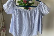 top zara large blue &amp; white top size large