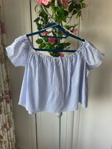 top zara large blue & white top size large