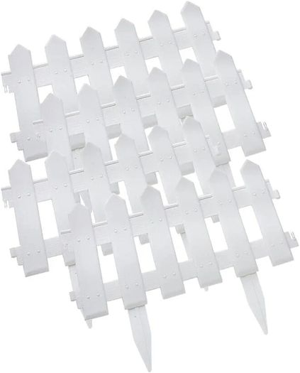 1 Pack Of 4 White Picket Fence Panels 20cm X 16m Outdoor Decorative ...