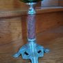 Antique French green glass large oil lamp works Image 3